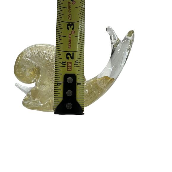 Vintage Glass Snail Figurine Gold Hand Made Paper Weight Mid Century Retro - Picture 10 of 10